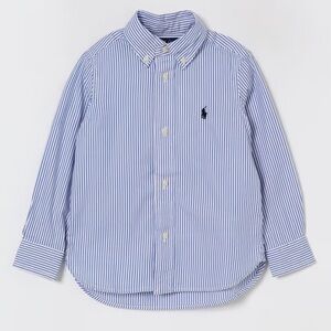 Ralph Lauren Boys Button Down blue and white stripe navy polo horse boys 8/10